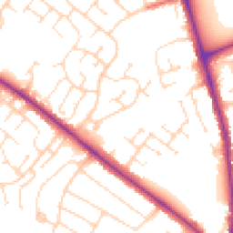 Daytime road noise heatmap for NN2 8AT