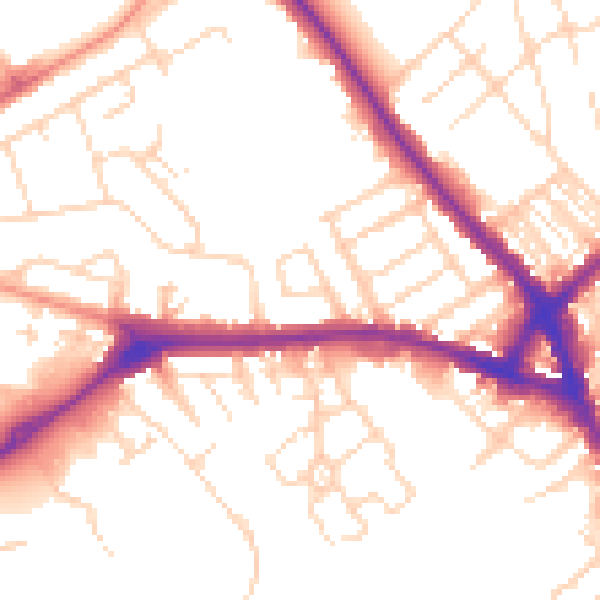 Daytime road noise heatmap for NN5 5BZ