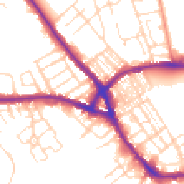 Daytime road noise heatmap for NN5 5JG