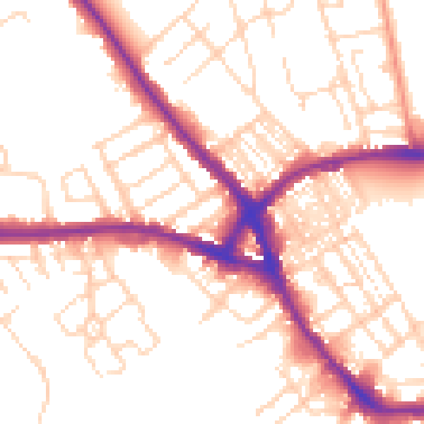 Daytime road noise heatmap for NN5 5LJ