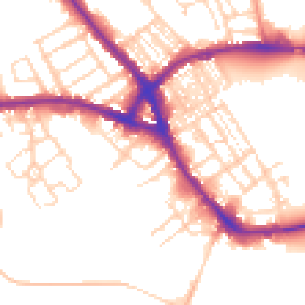 Daytime road noise heatmap for NN5 5LY