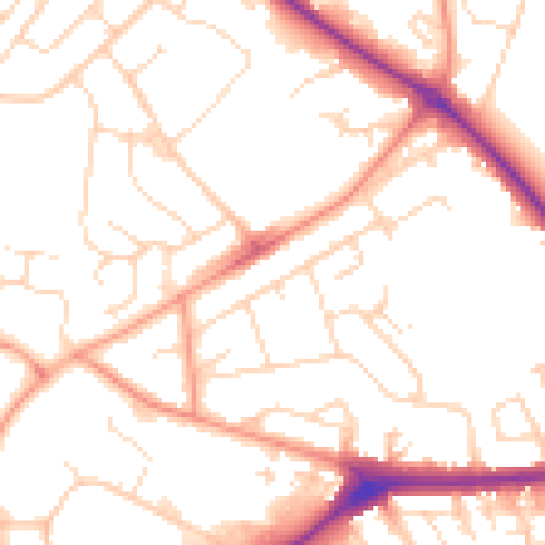 Daytime road noise heatmap for NN5 5NX