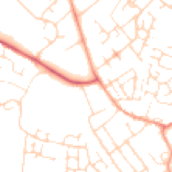 Daytime road noise heatmap for NN5 6JU