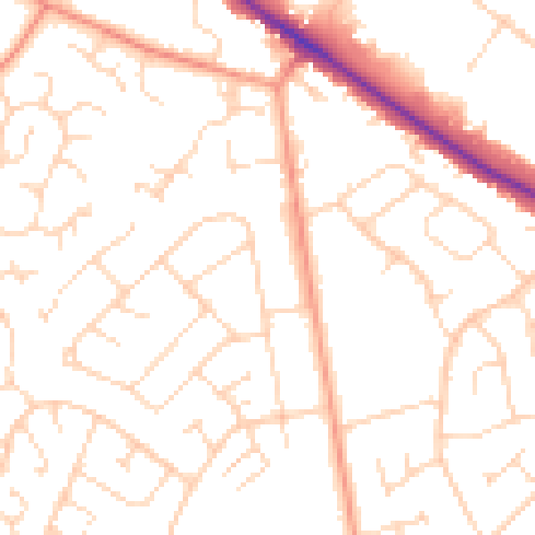 Daytime road noise heatmap for NN5 6QA