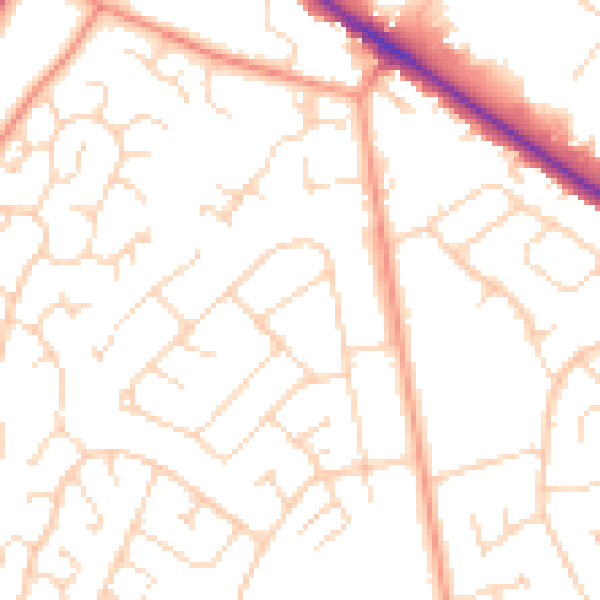 Daytime road noise heatmap for NN5 6QB