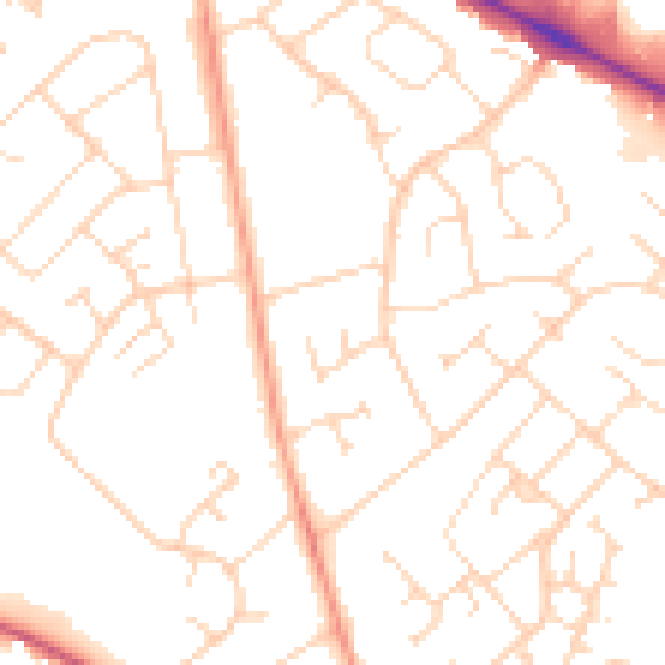 Daytime road noise heatmap for NN5 6SS
