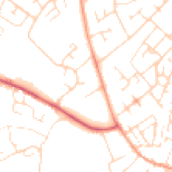 Daytime road noise heatmap for NN5 6XQ