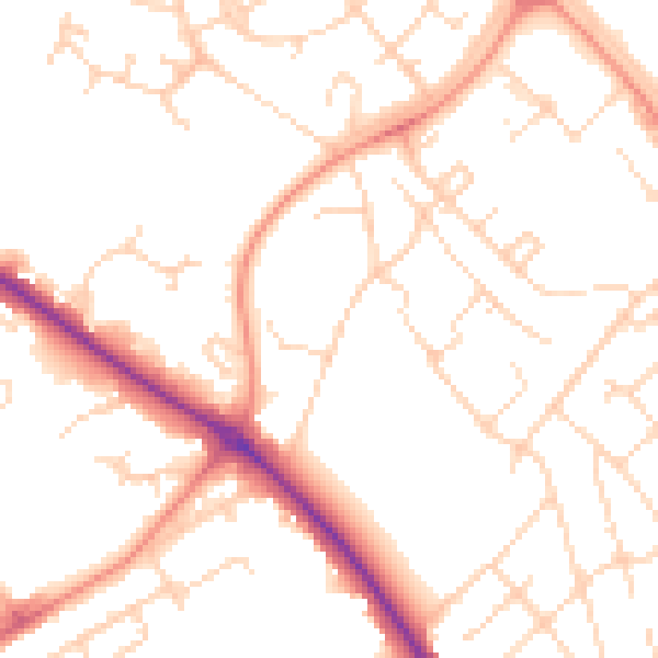 Daytime road noise heatmap for NN5 7AA
