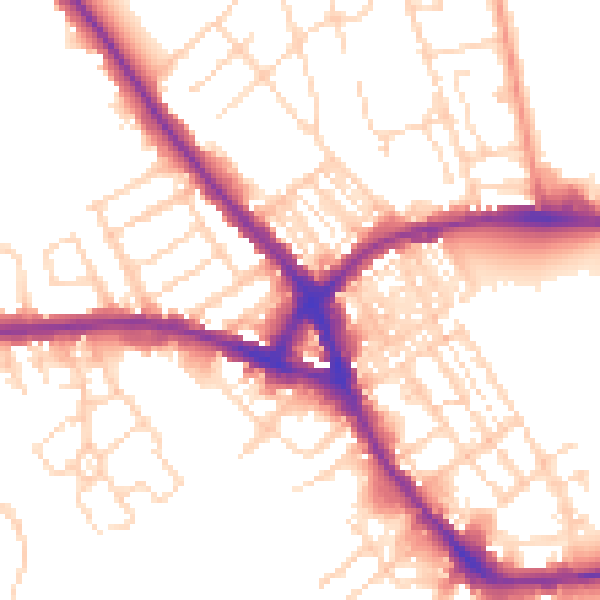 Daytime road noise heatmap for NN5 7AD