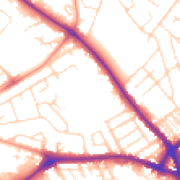 Daytime road noise heatmap for NN5 7AN