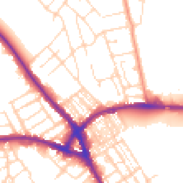 Daytime road noise heatmap for NN5 7BA
