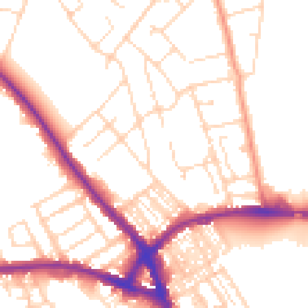 Daytime road noise heatmap for NN5 7BE