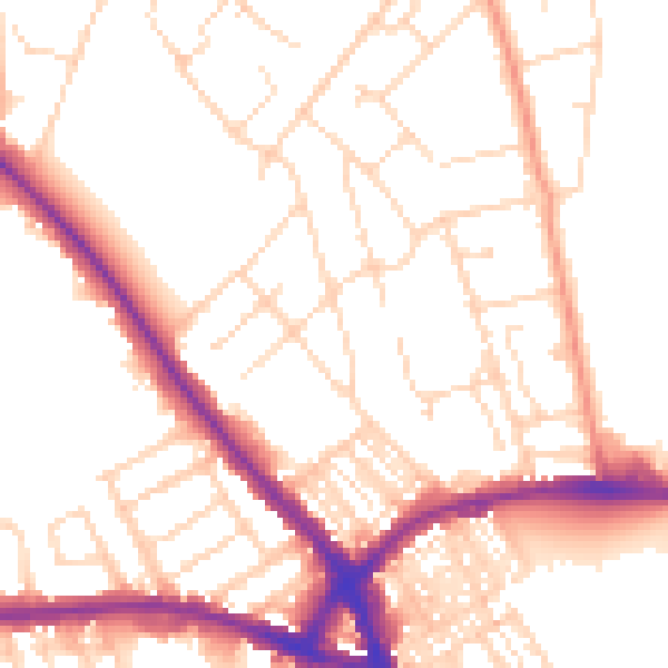 Daytime road noise heatmap for NN5 7BG