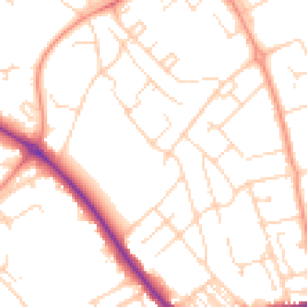 Daytime road noise heatmap for NN5 7BP