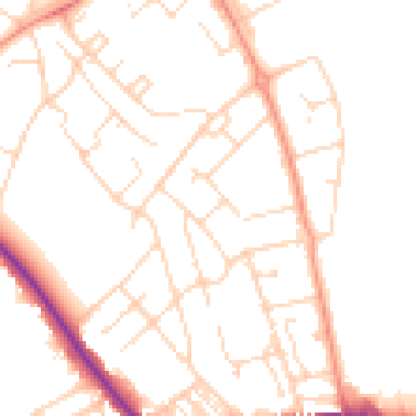 Daytime road noise heatmap for NN5 7DB
