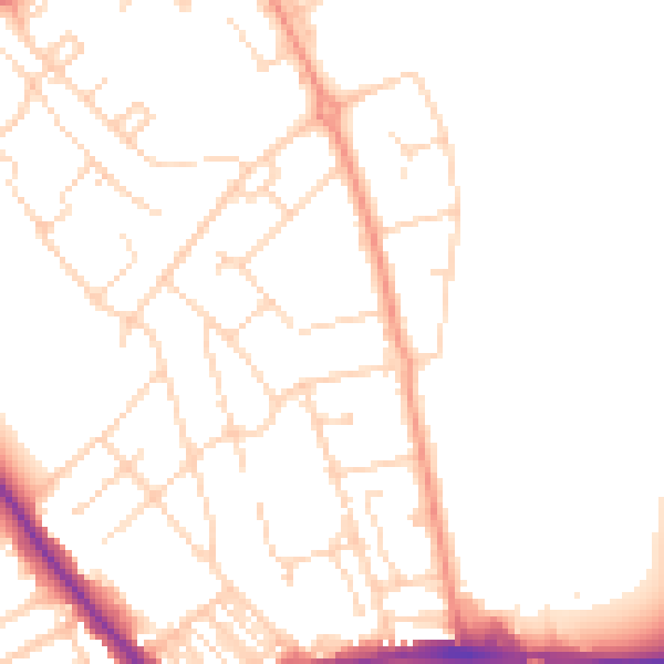 Daytime road noise heatmap for NN5 7DG