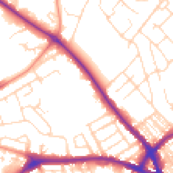 Daytime road noise heatmap for NN5 7DW