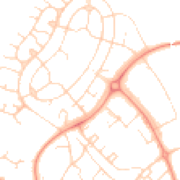 Daytime road noise heatmap for NN5 7JZ