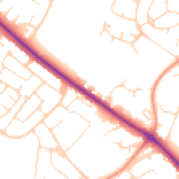 Daytime road noise heatmap for NN5 7LX