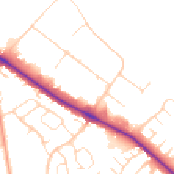 Daytime road noise heatmap for NN5 7UW