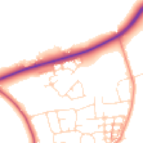 Daytime road noise heatmap for NN6 0FE