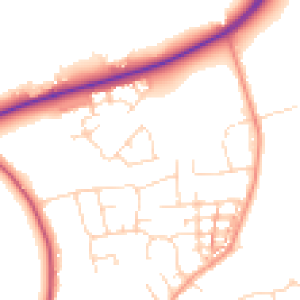 Daytime road noise heatmap for NN6 0FT