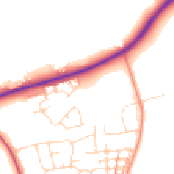 Daytime road noise heatmap for NN6 0FX