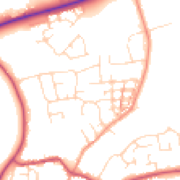 Daytime road noise heatmap for NN6 0HZ