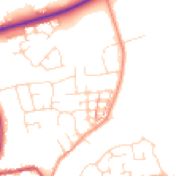 Daytime road noise heatmap for NN6 0LD