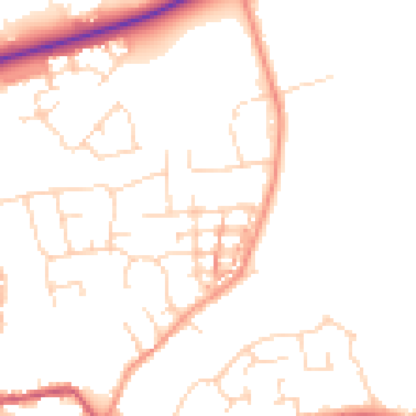Daytime road noise heatmap for NN6 0LQ
