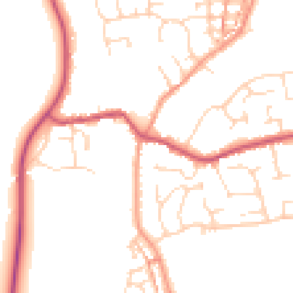Daytime road noise heatmap for NN6 0NB