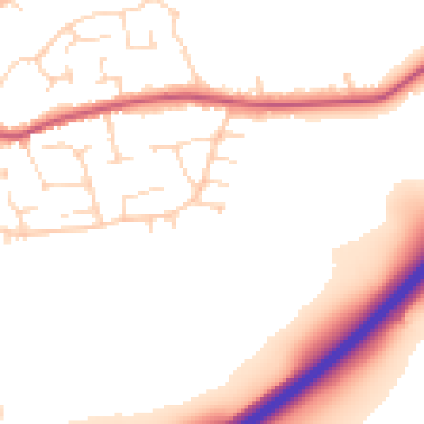 Daytime road noise heatmap for NN6 0PP