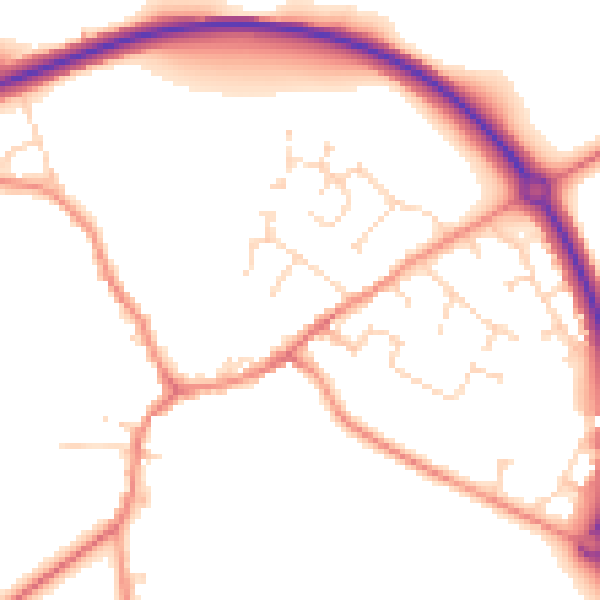 Daytime road noise heatmap for NN6 7BY