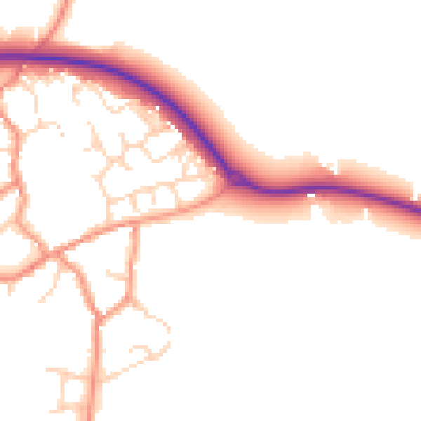 Daytime road noise heatmap for NN6 7UG