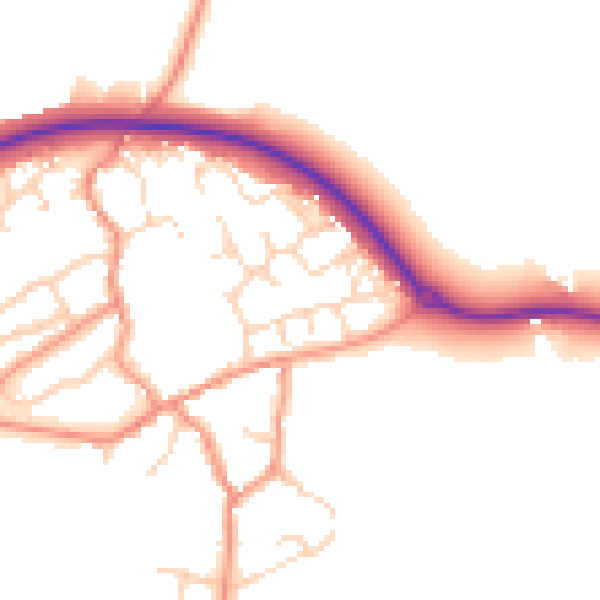 Daytime road noise heatmap for NN6 7XB