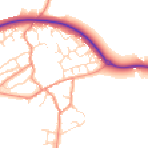 Daytime road noise heatmap for NN6 7XD