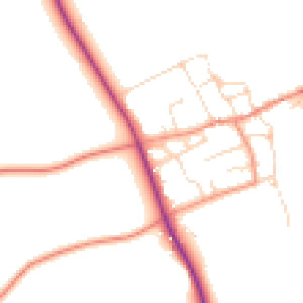 Daytime road noise heatmap for NN6 8JJ
