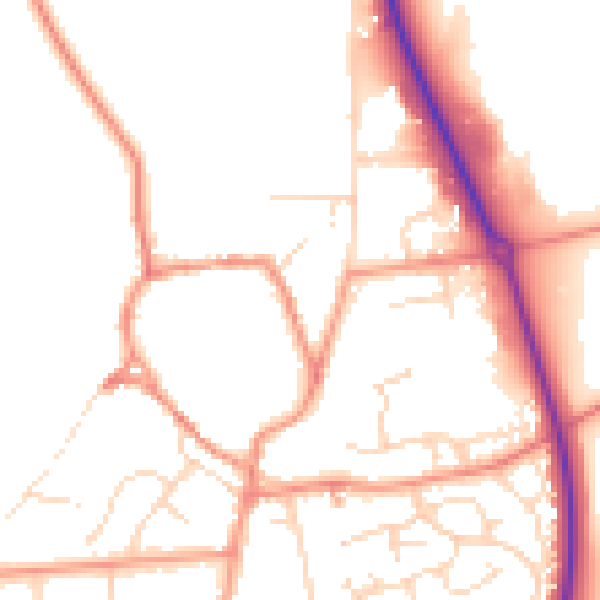 Daytime road noise heatmap for NN6 9DD