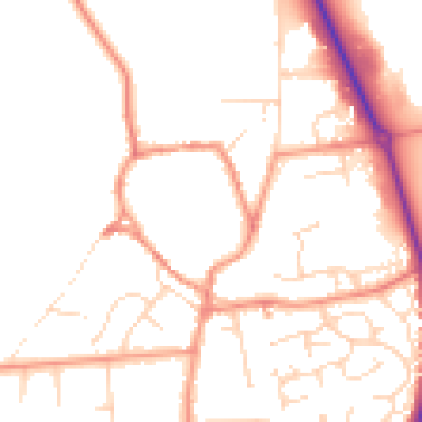 Daytime road noise heatmap for NN6 9DE