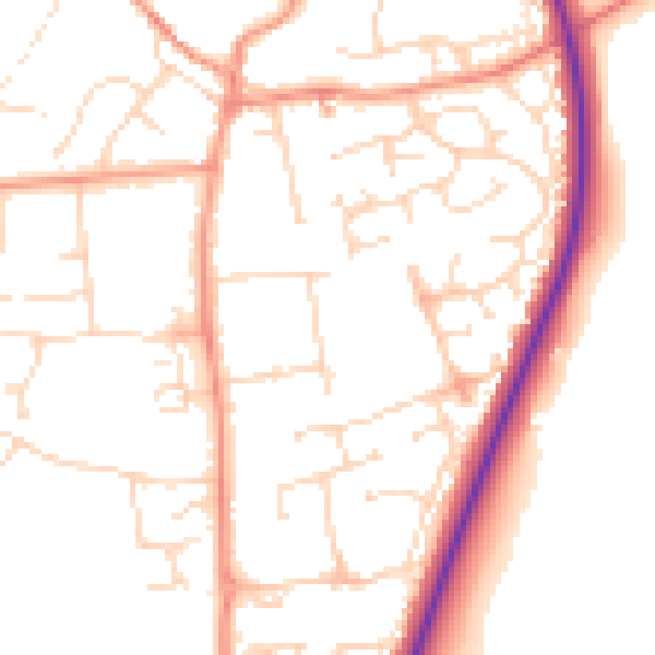 Daytime road noise heatmap for NN6 9ED