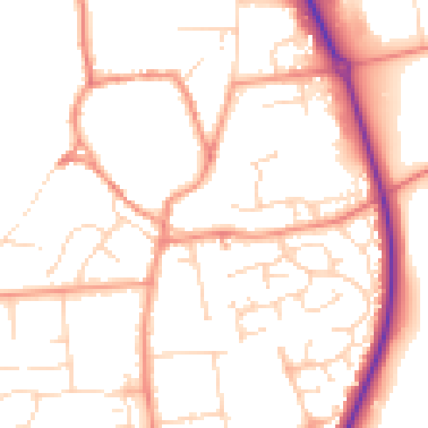 Daytime road noise heatmap for NN6 9FQ