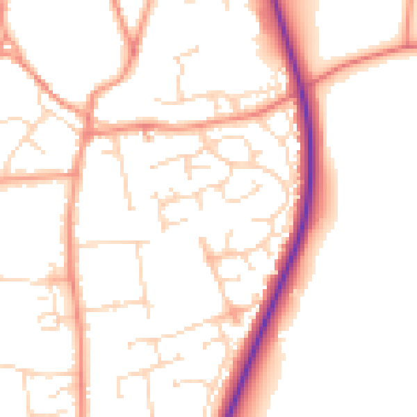 Daytime road noise heatmap for NN6 9HU