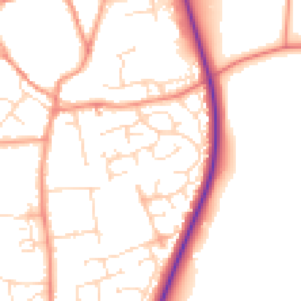 Daytime road noise heatmap for NN6 9HX