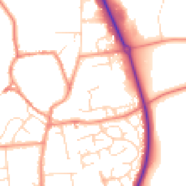 Daytime road noise heatmap for NN6 9UT