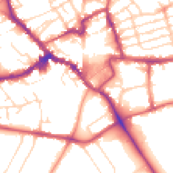 Daytime road noise heatmap for NN8 1BZ