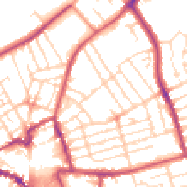 Daytime road noise heatmap for NN8 1ED
