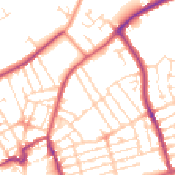Daytime road noise heatmap for NN8 1EF