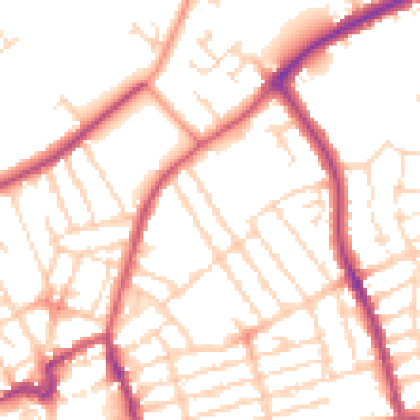 Daytime road noise heatmap for NN8 1EJ