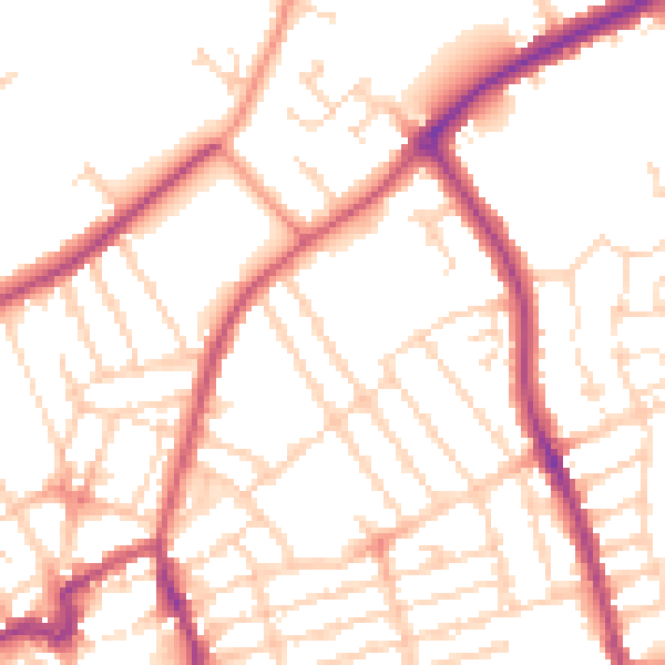 Daytime road noise heatmap for NN8 1EL