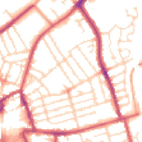 Daytime road noise heatmap for NN8 1EW